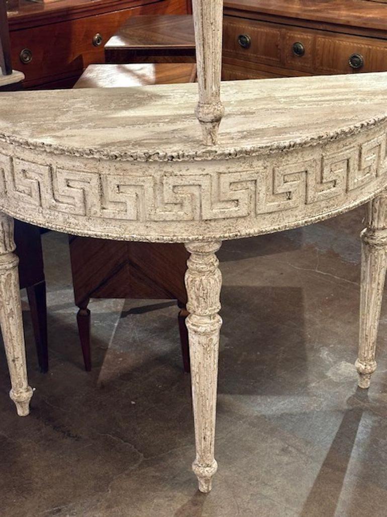 Pair of Italian Greek Key Consoles In Good Condition For Sale In Dallas, TX