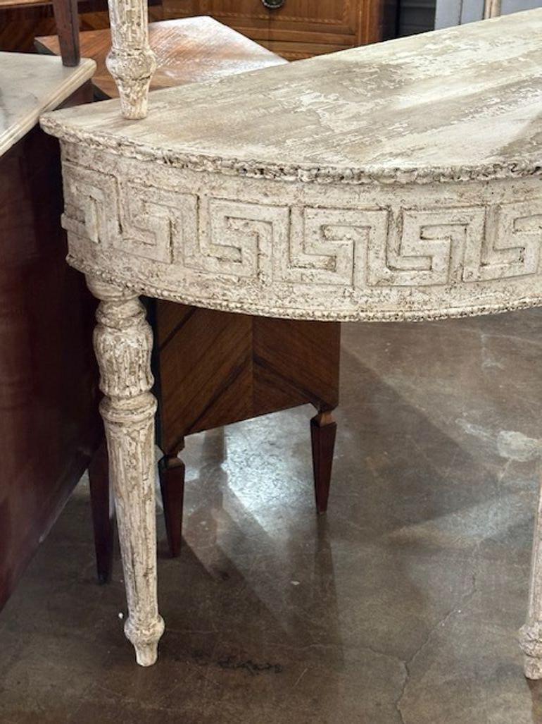 Contemporary Pair of Italian Greek Key Consoles For Sale