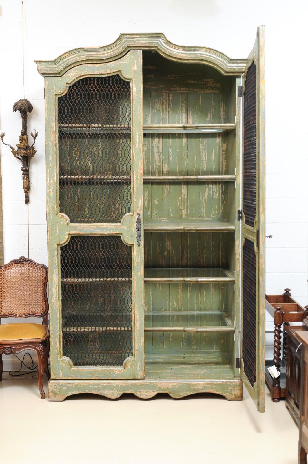 Pair of Italian Green Painted Rococo Style Bookcases 5