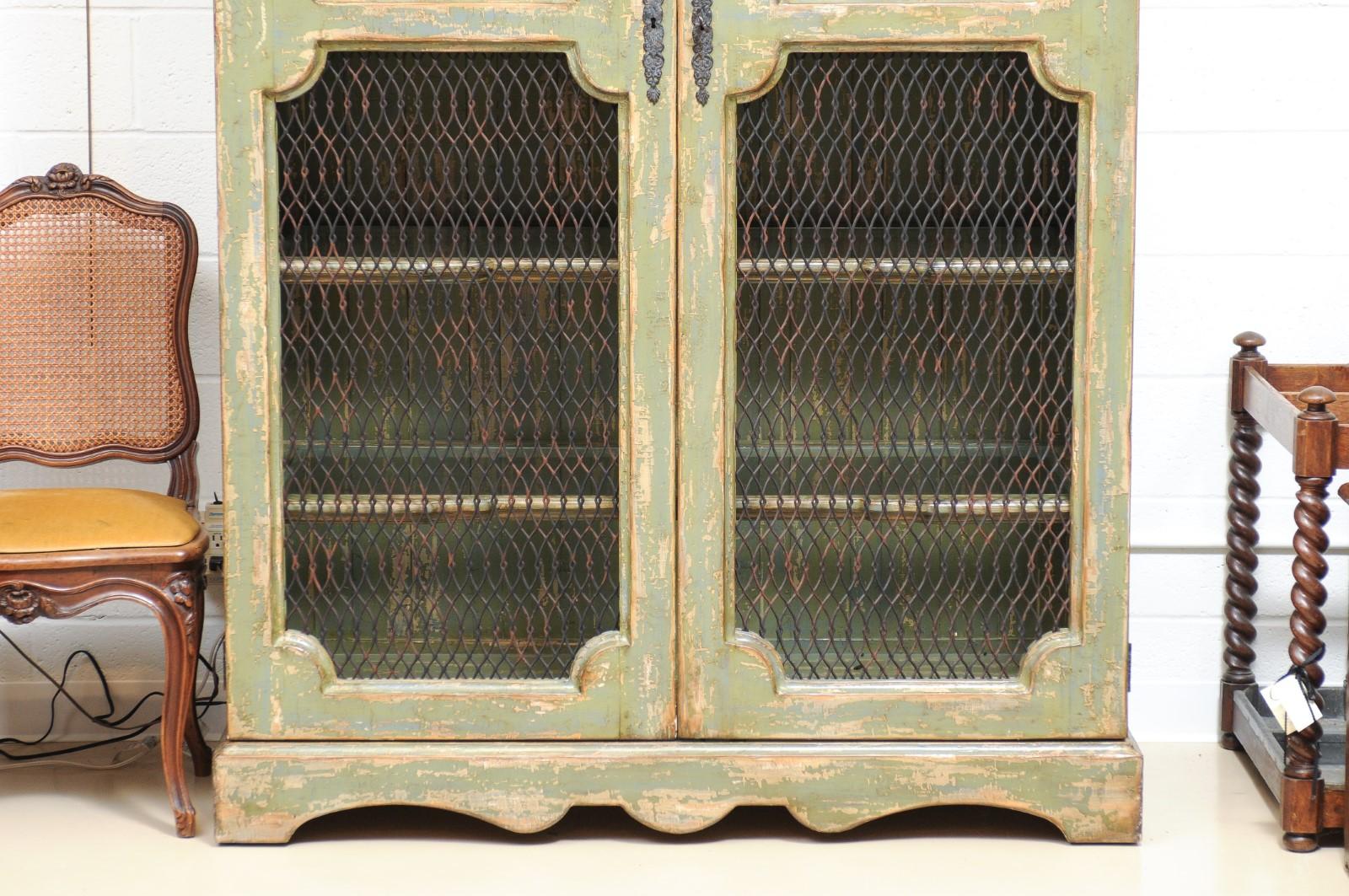 Pair of Italian Green Painted Rococo Style Bookcases 8