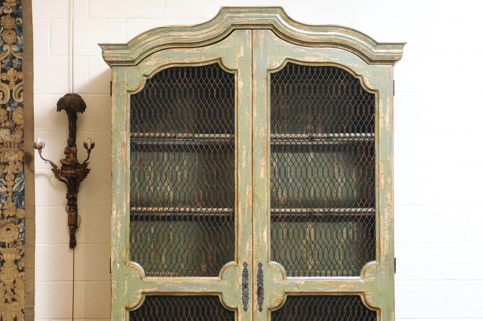 Pair of Italian Green Painted Rococo Style Bookcases 9
