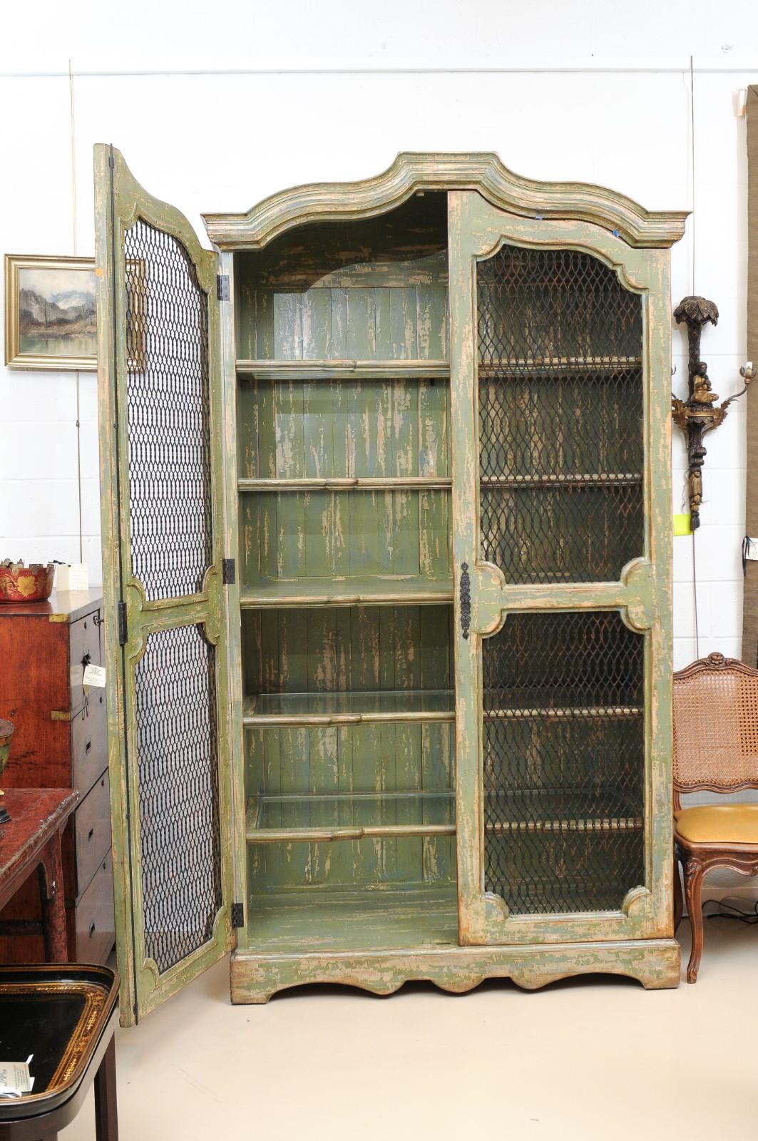 green bookcases