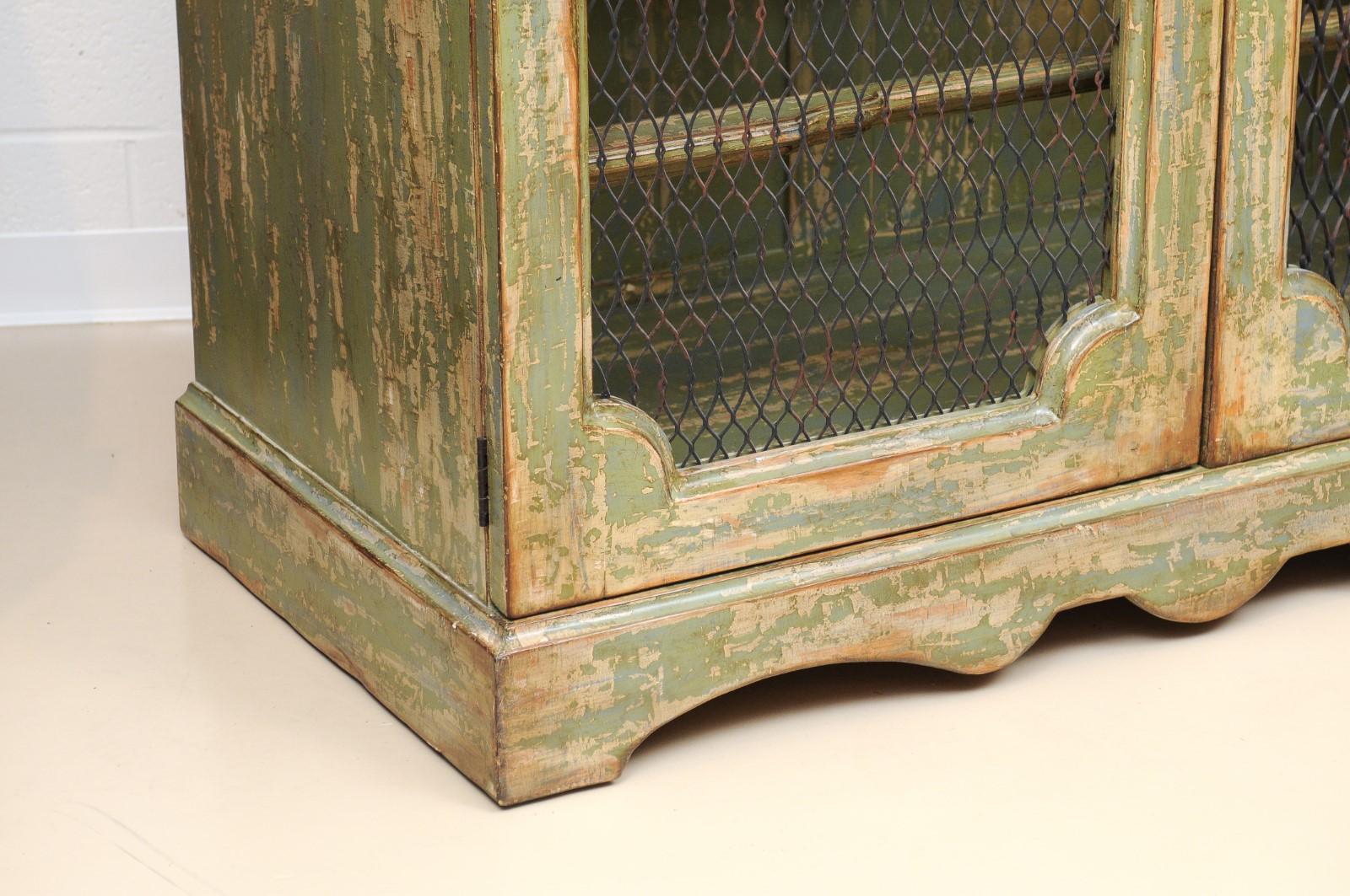 Pair of Italian Green Painted Rococo Style Bookcases 1