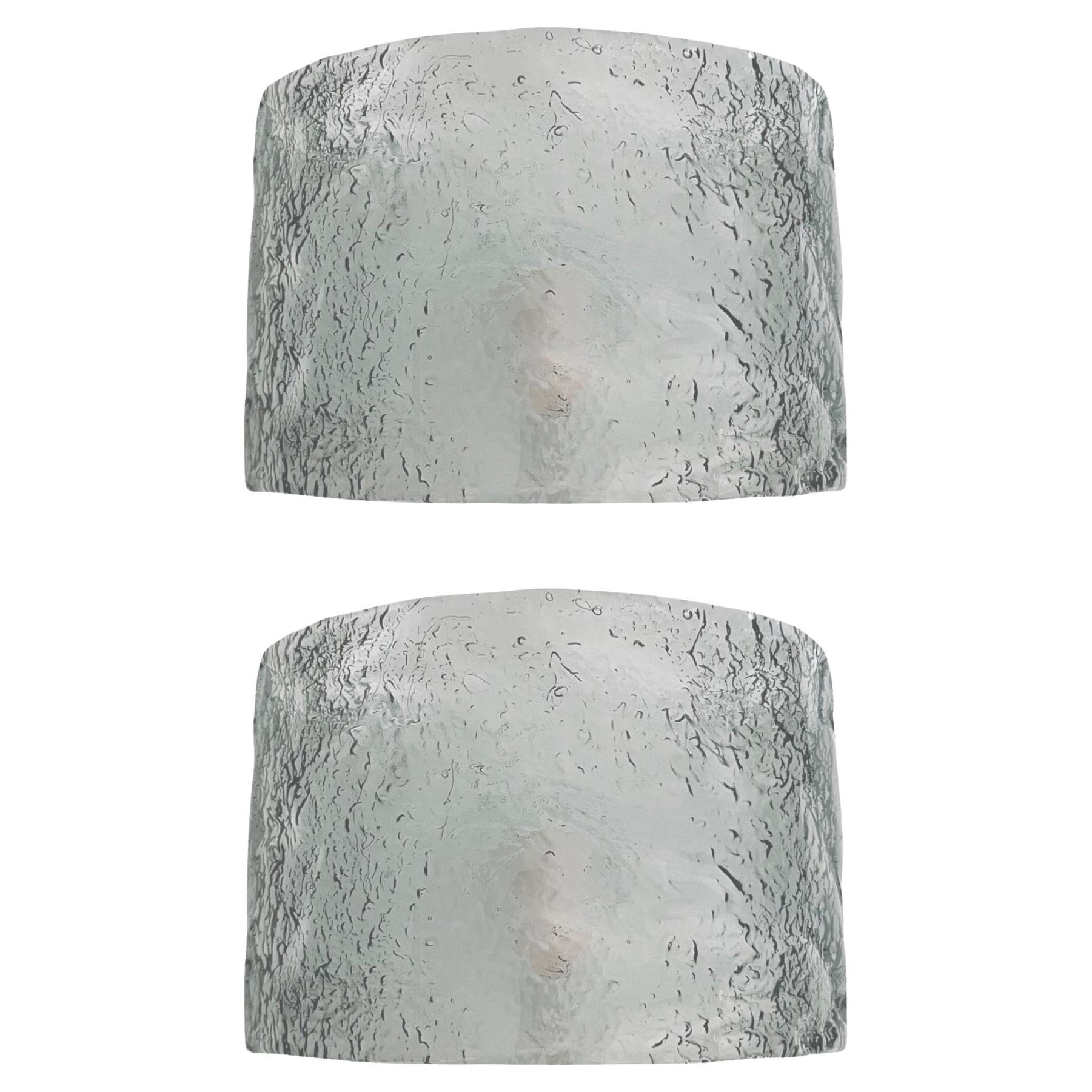 Paire d
appliques murales italiennes en verre de Murano gris par Carlo Nason pour Mazzega, 1970 en vente