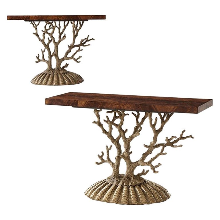 Pair of Italian Grotto Console Tables For Sale