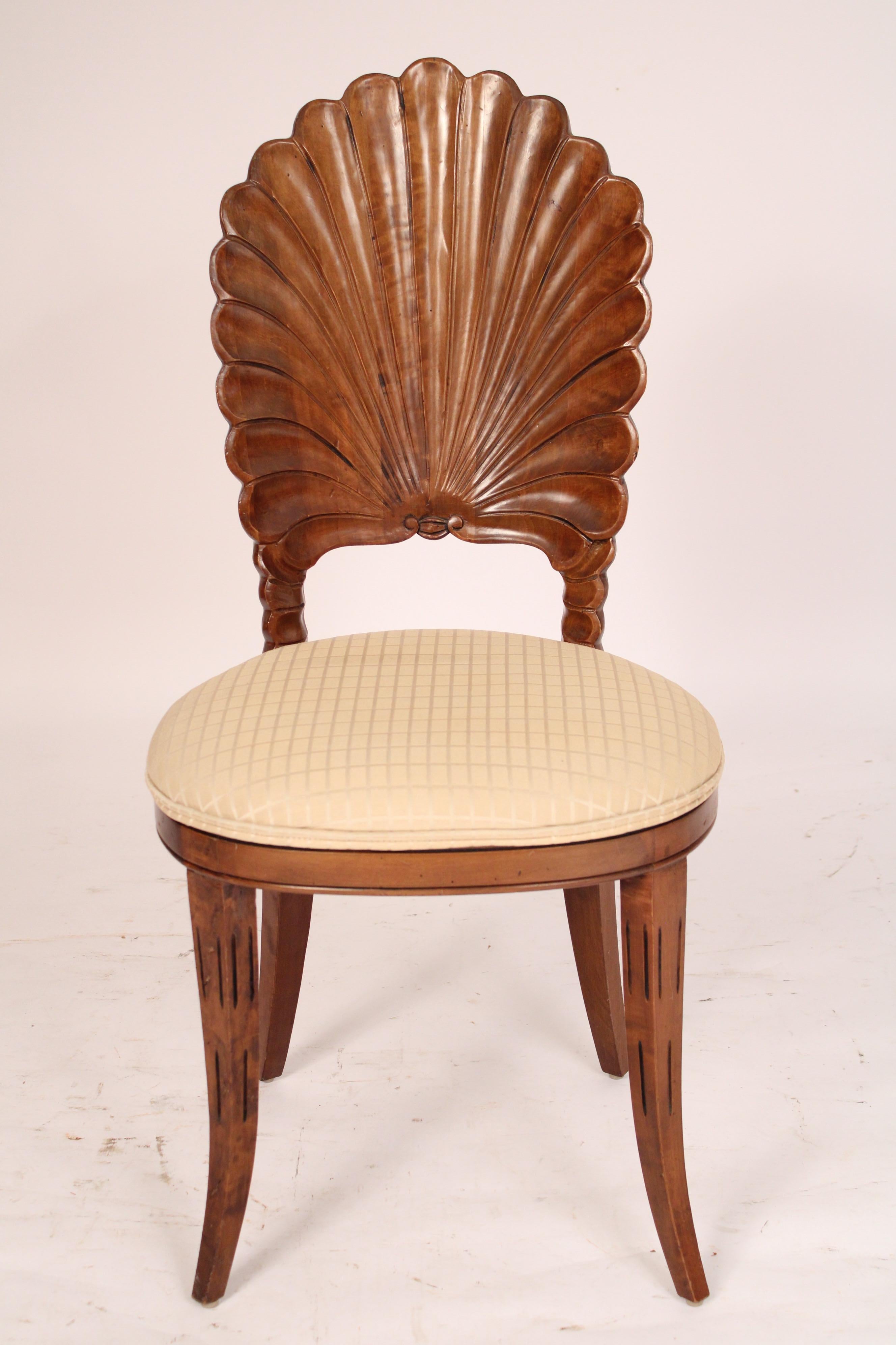 Directoire Pair of Italian Grotto Style Shell Back Side Chairs