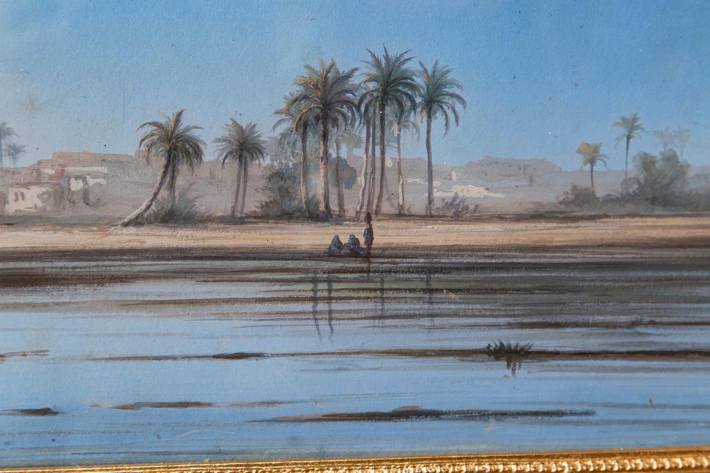 20th Century Pair of Italian Guaches of North African, 'Possibly Egyptian' Scenes