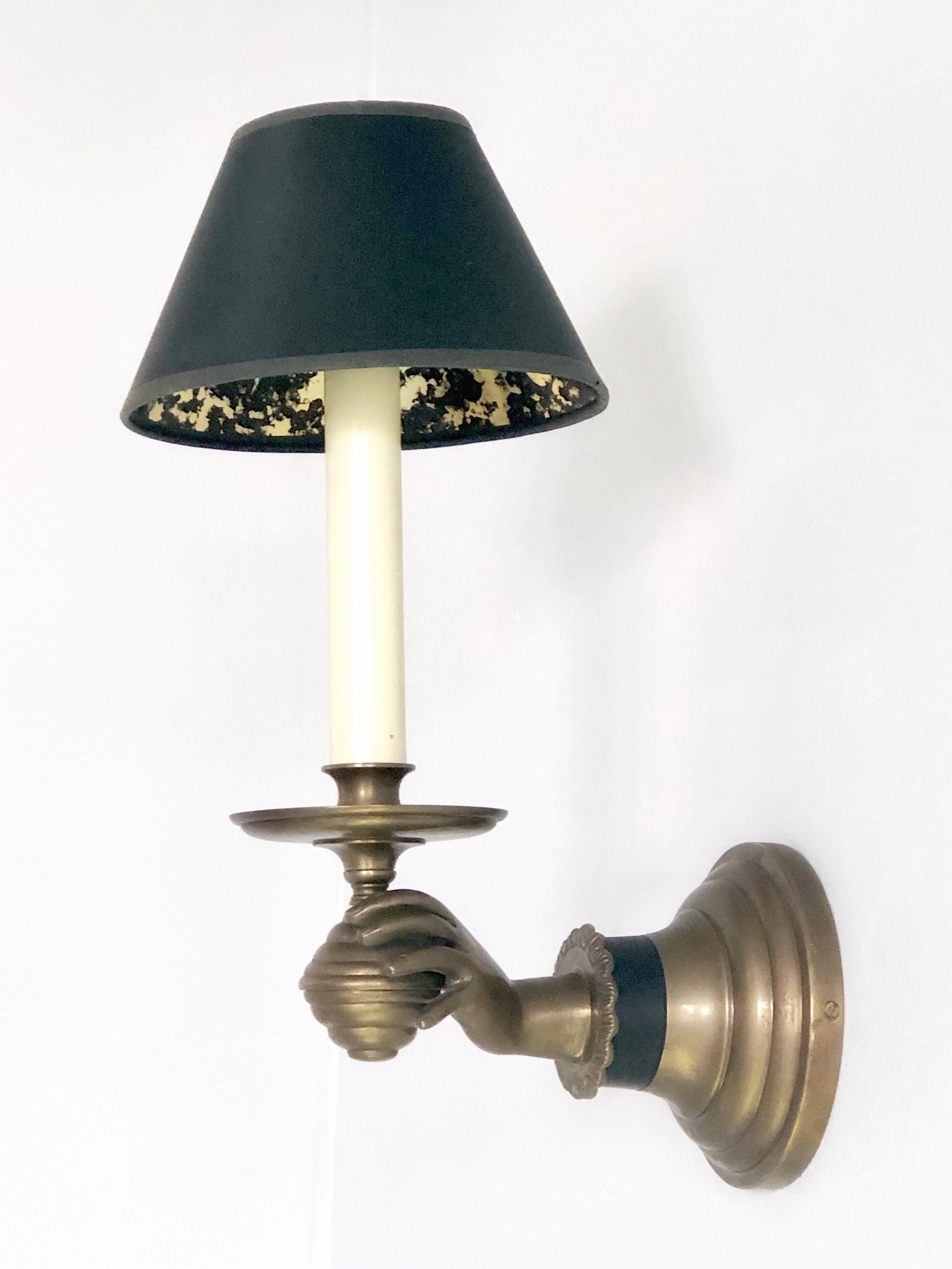 Pair of Italian Hand Brass Sconces, 1960s In Good Condition In Miami, FL