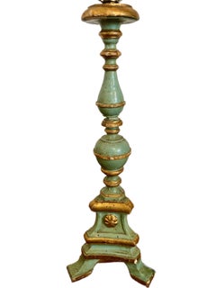 Pair of Italian Hand-carved Candlestick Lamps