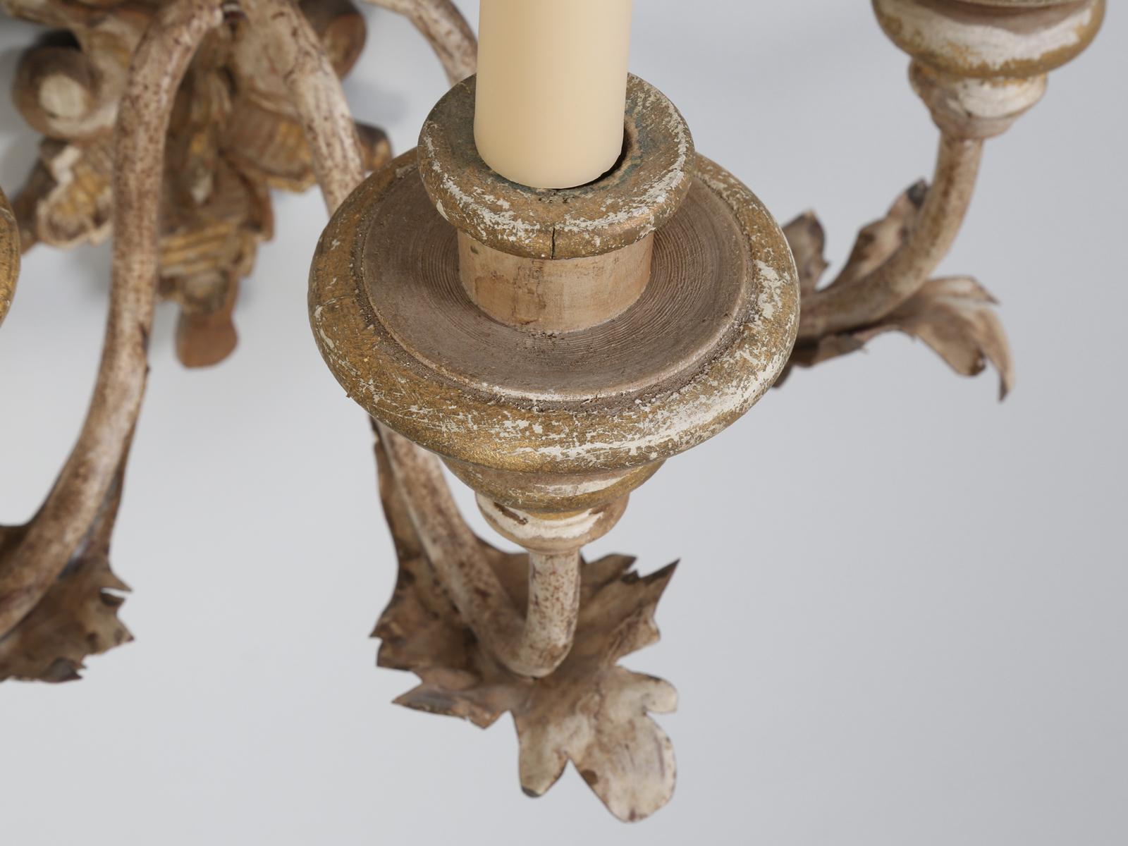 Pair of Italian Hand Carved Wooden Sconces with Gold and Silver Leaf Accents 9