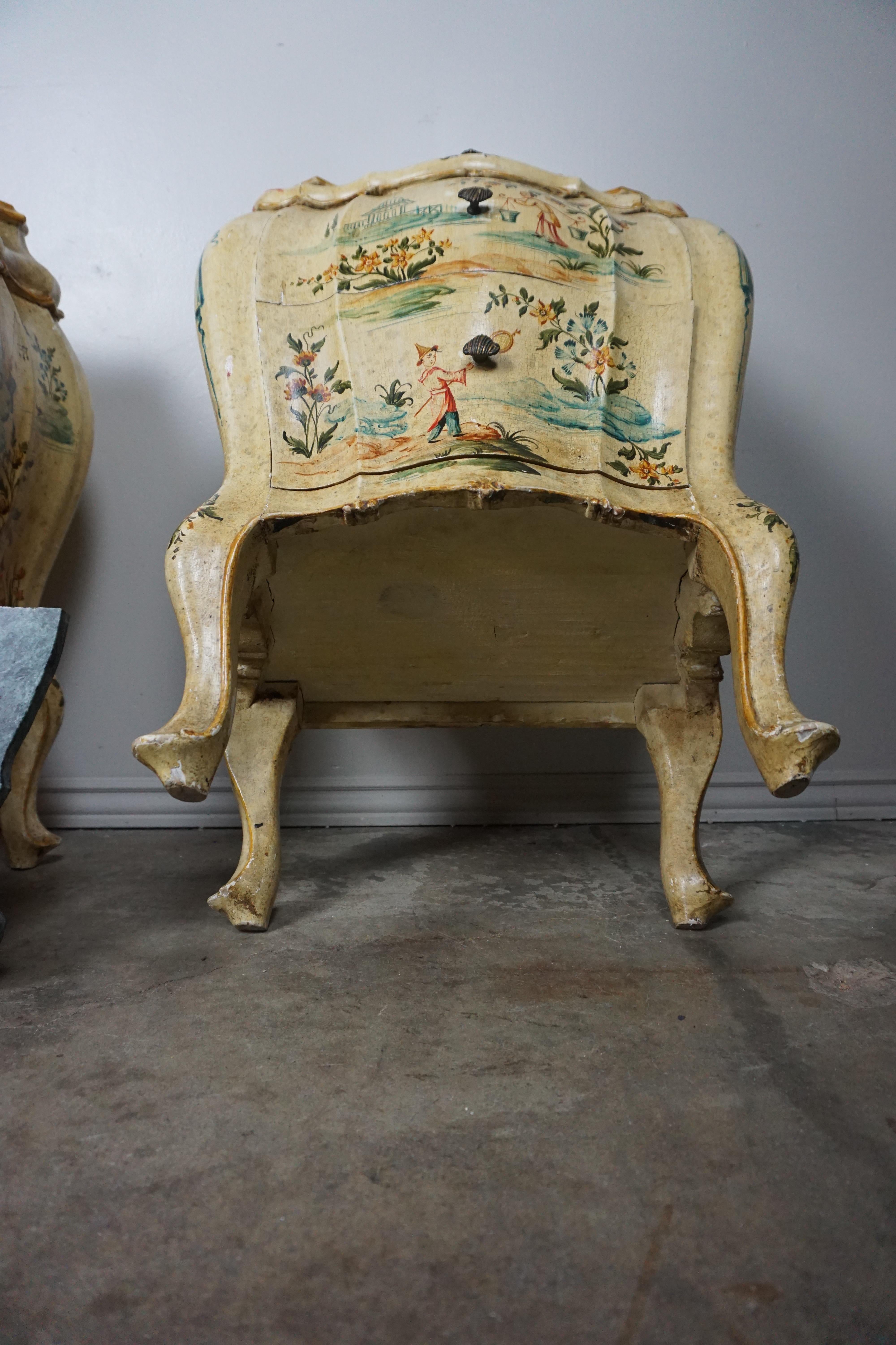 Pair of Italian Hand Painted Chinoiserie Chests, circa 1920 9