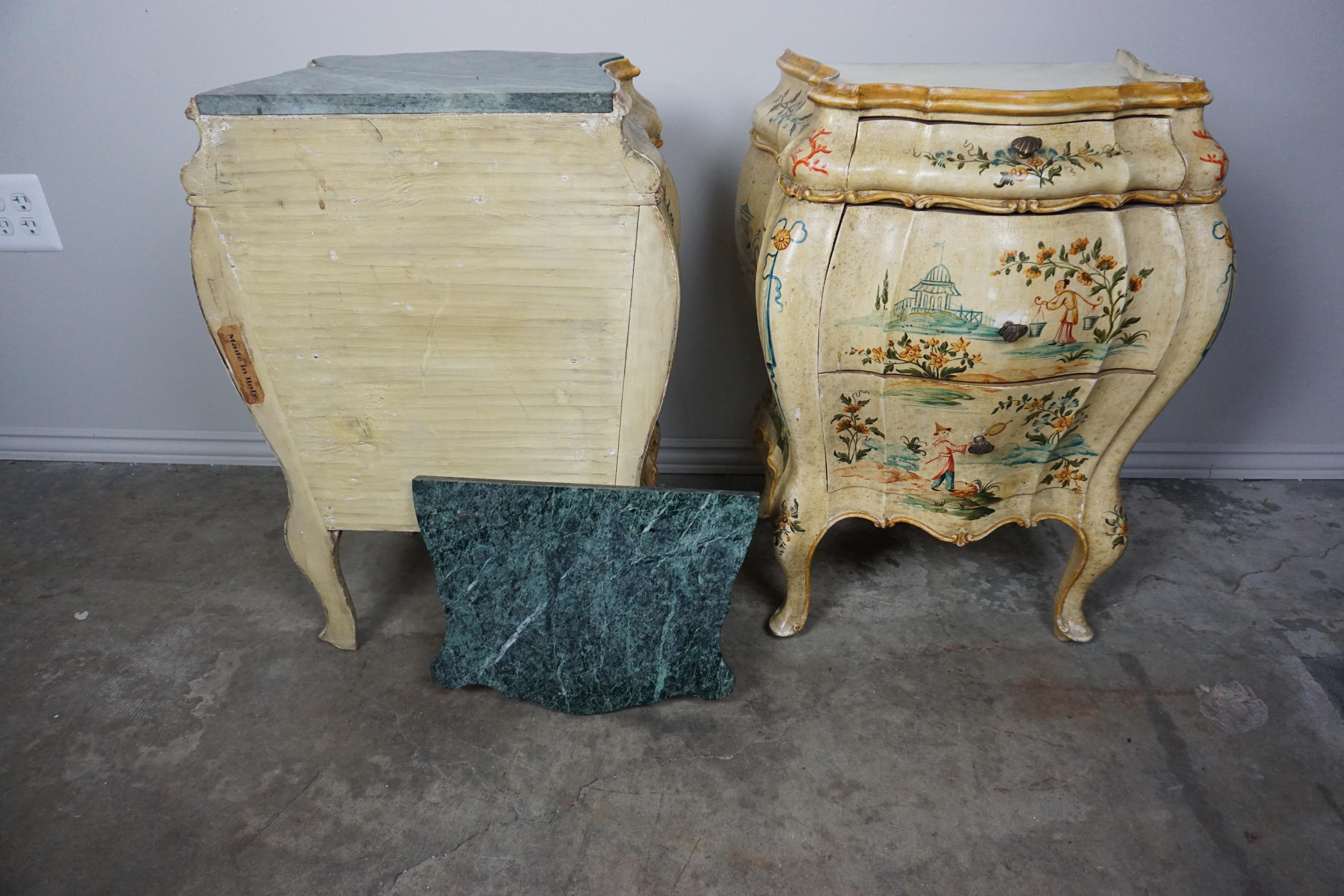 Pair of Italian Hand Painted Chinoiserie Chests, circa 1920 1