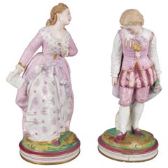 Pair of Italian Hand-Painted & Gilt Vincenzo-Bertolotti Porcelain Figurines