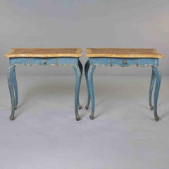 Pair of Italian Hand-Painted Side Tables, circa 1850s