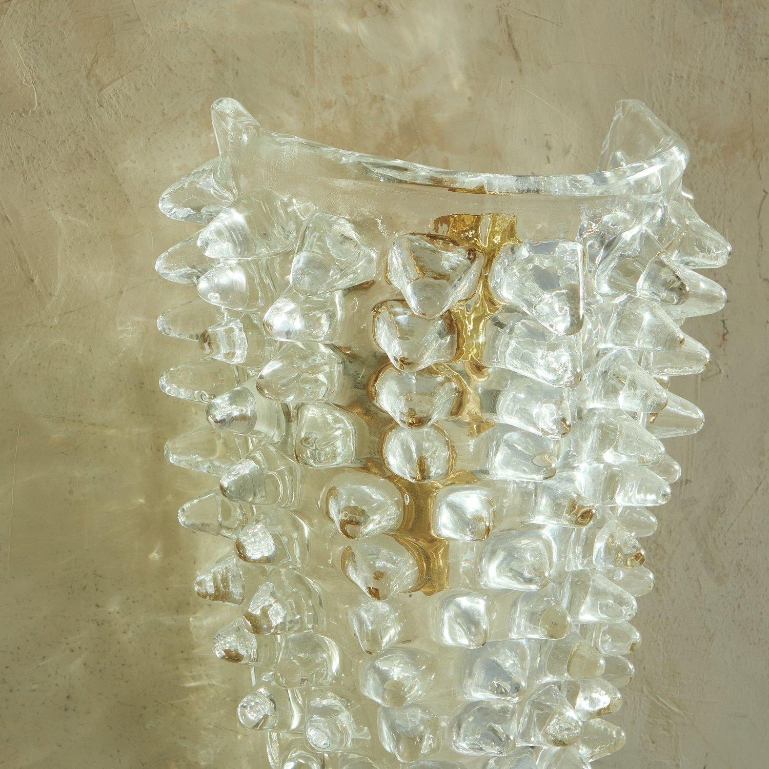 Pair of Italian Handblown Rostrate Style Glass Sconces  1