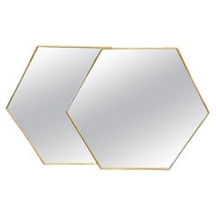 Pair of Italian Hex Brass Mirrors
