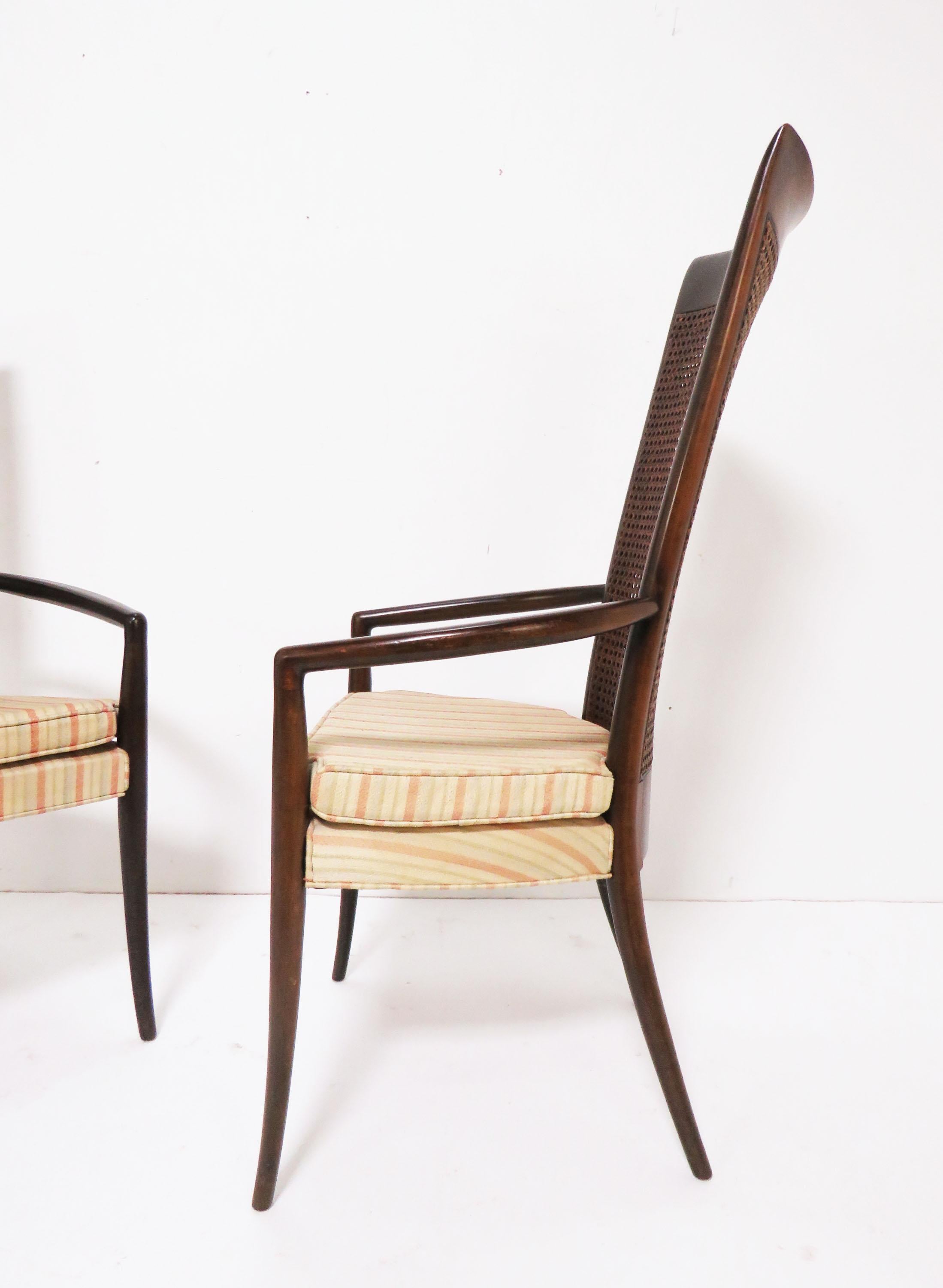 Mid-Century Modern Pair of Italian High Back Armchairs in Manner of Paolo Buffa, circa 1950s