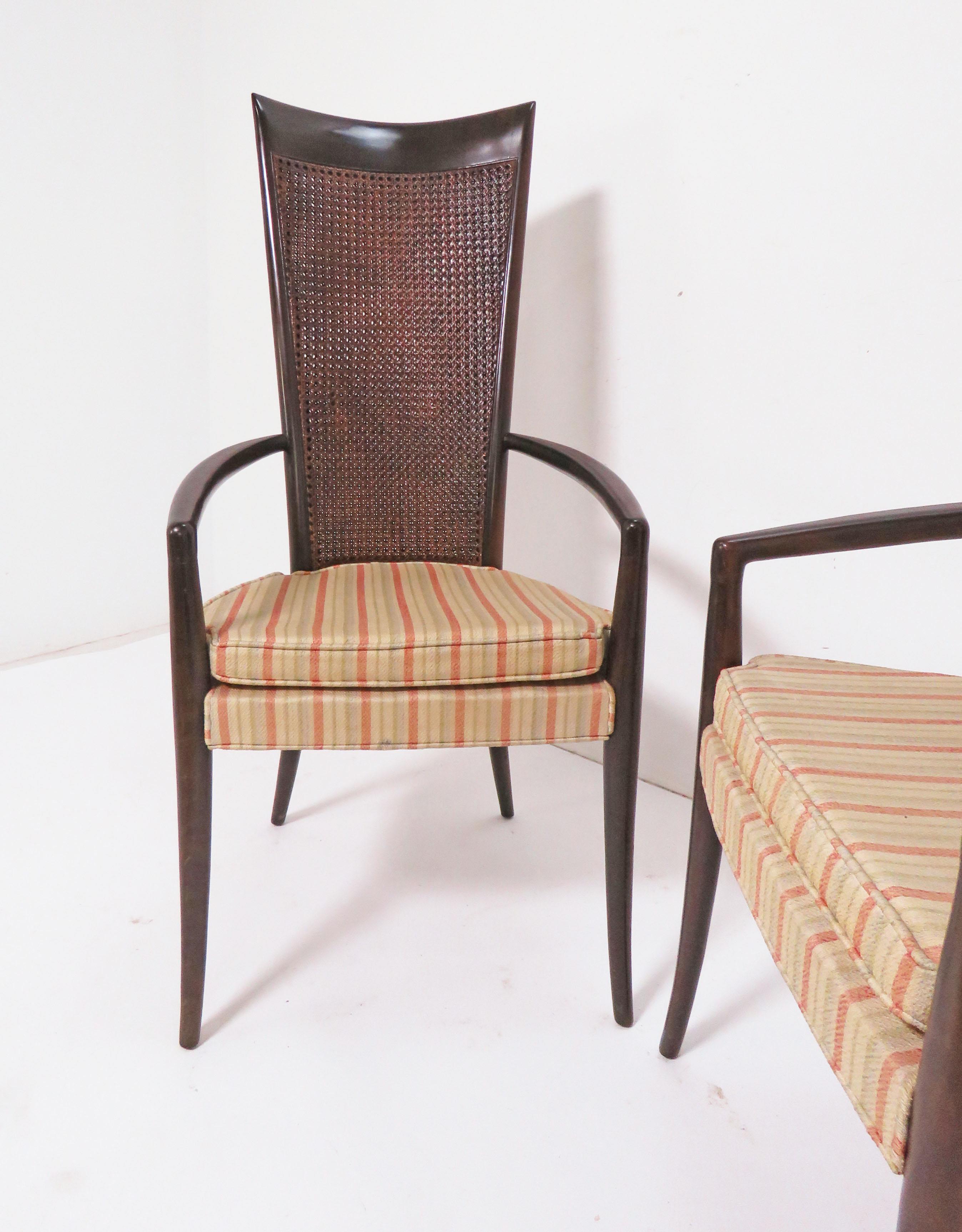 Pair of Italian High Back Armchairs in Manner of Paolo Buffa, circa 1950s In Good Condition In Peabody, MA
