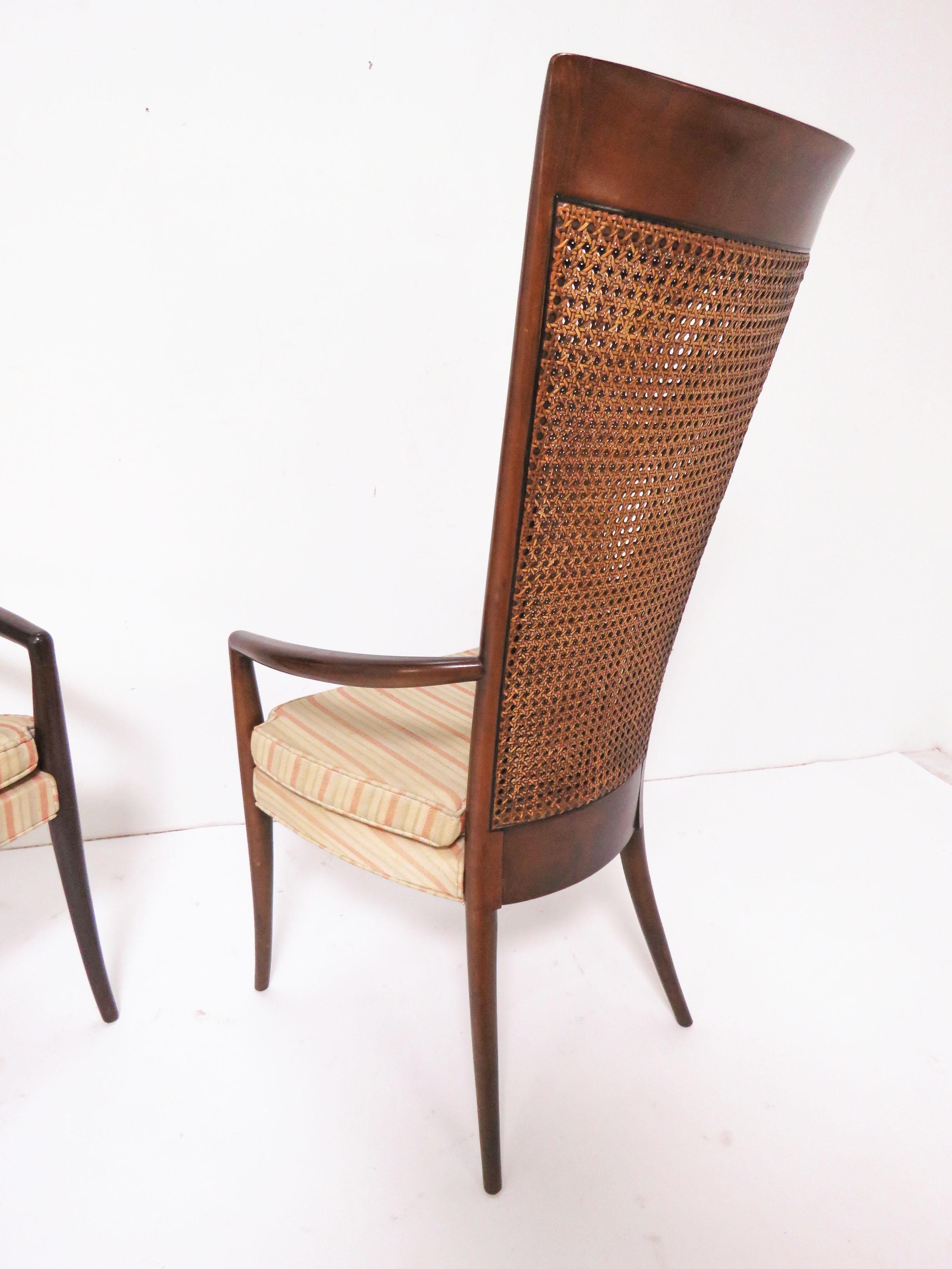 Mid-20th Century Pair of Italian High Back Armchairs in Manner of Paolo Buffa, circa 1950s