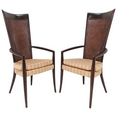 Pair of Italian High Back Armchairs in Manner of Paolo Buffa, circa 1950s