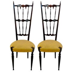 Pair of Italian High Back Lacquer Chiavari Chairs