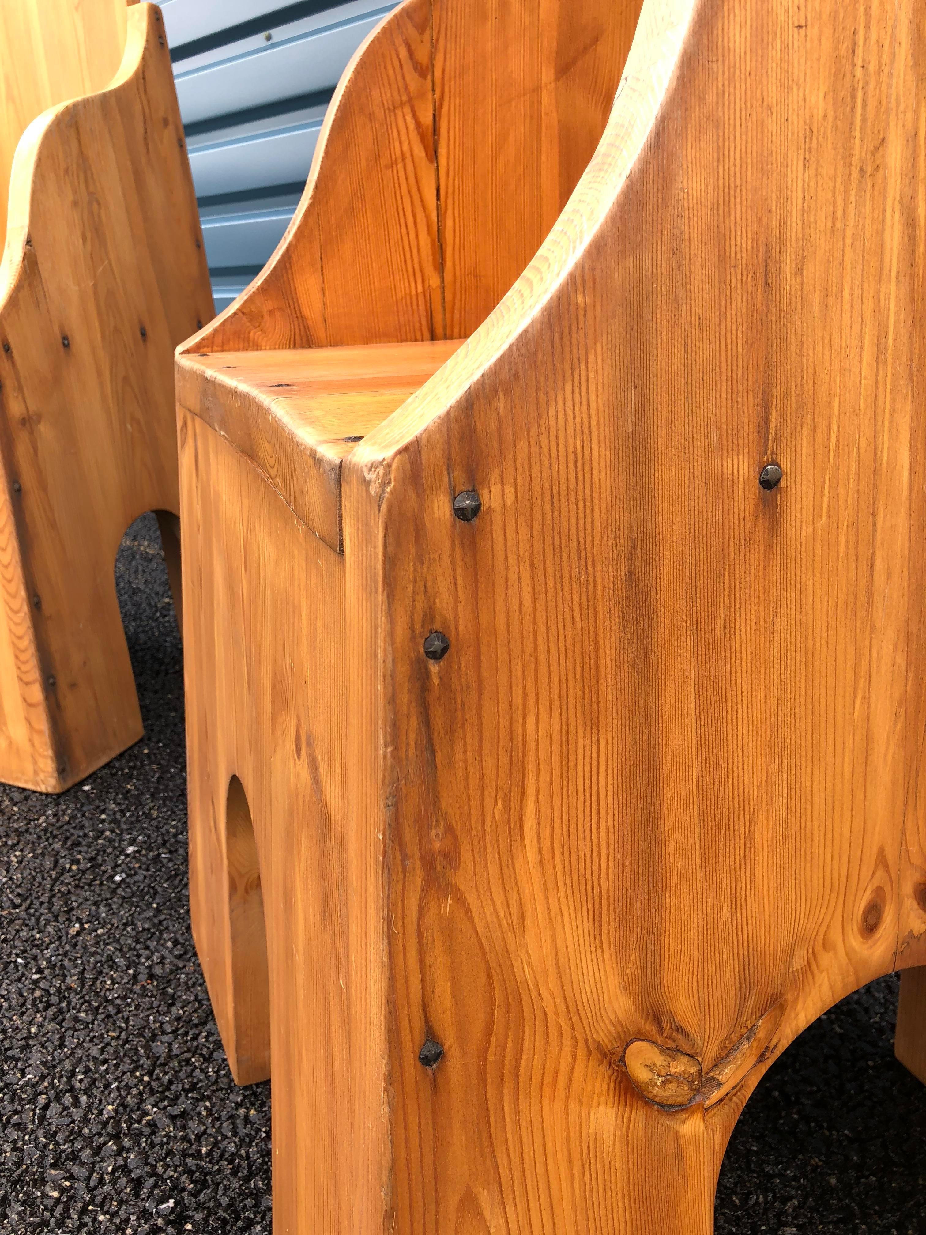 Italian High Back Pine Chairs For Sale 5