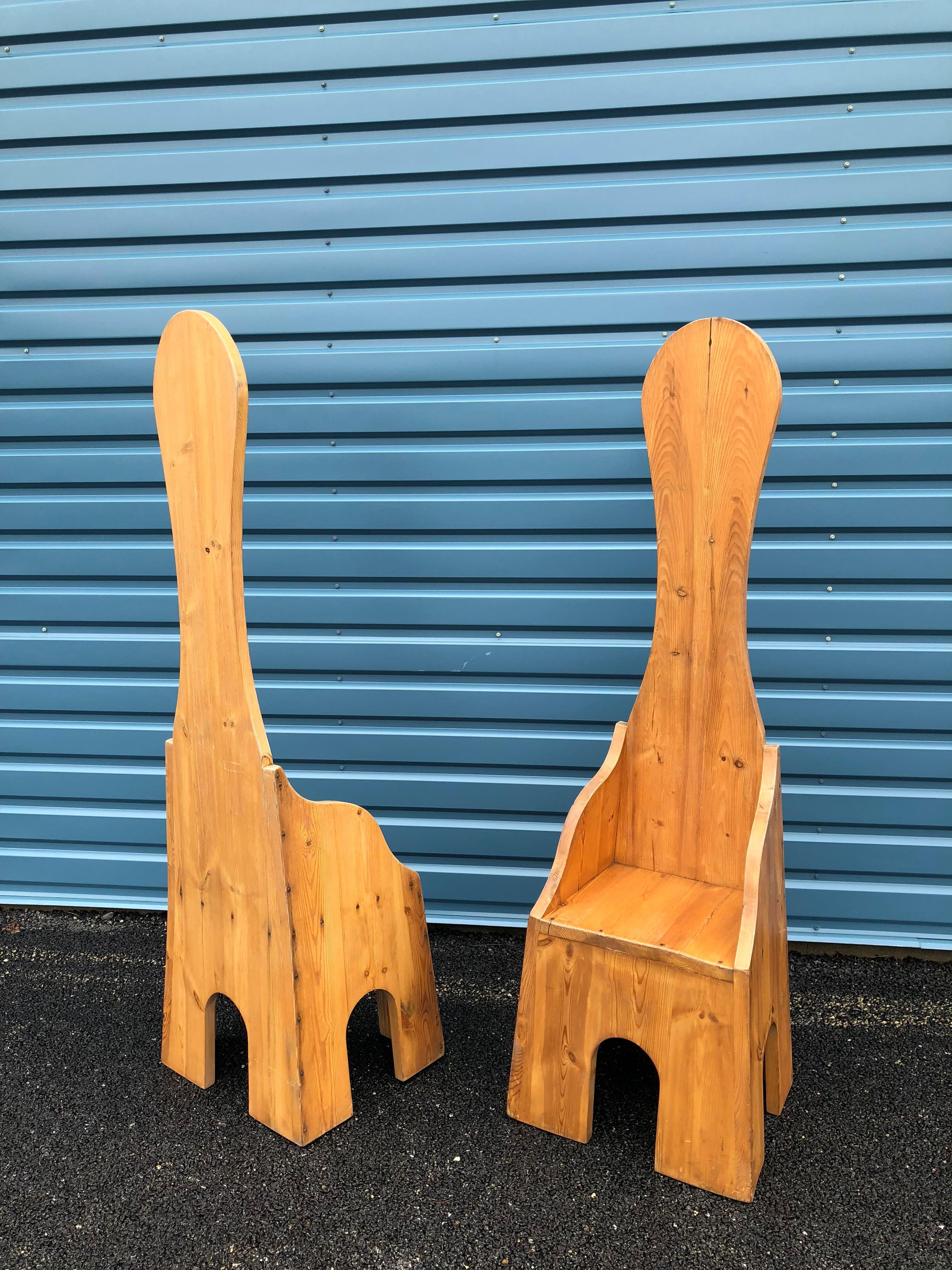 Italian High Back Pine Chairs For Sale 8