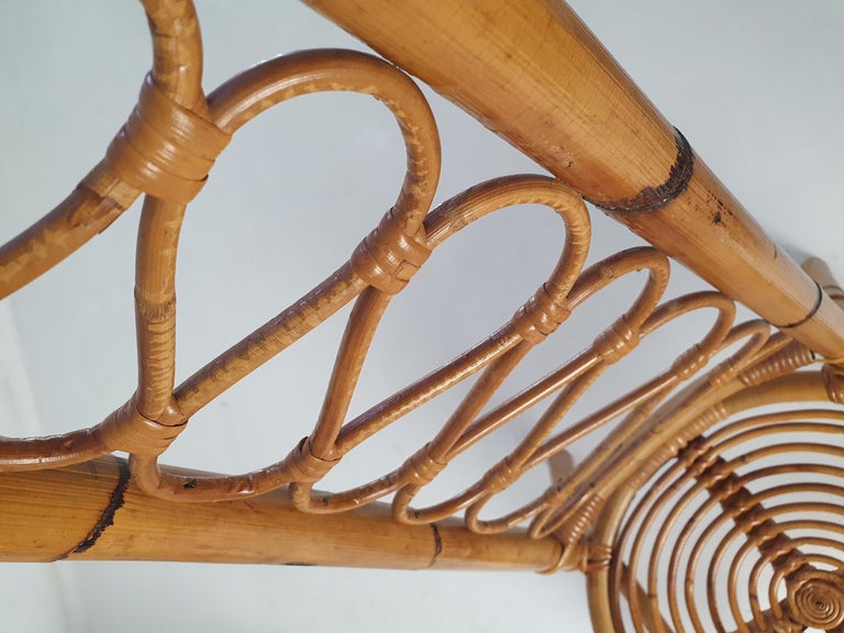 Pair of Italian Highbacked Bamboo Easy Chairs, 1950's For Sale at 1stDibs