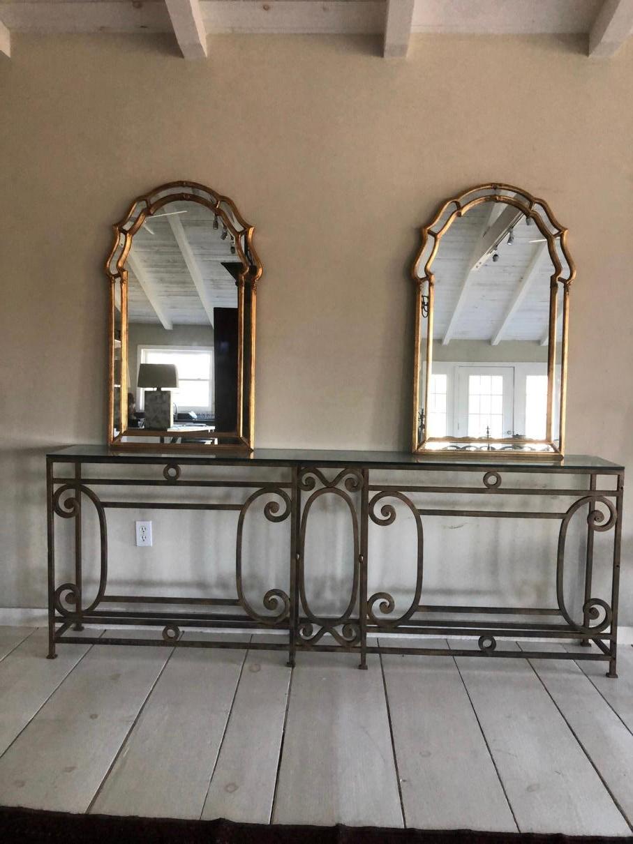 Pair of Italian Hollywood Regency Gold Gilt Mirrors 10