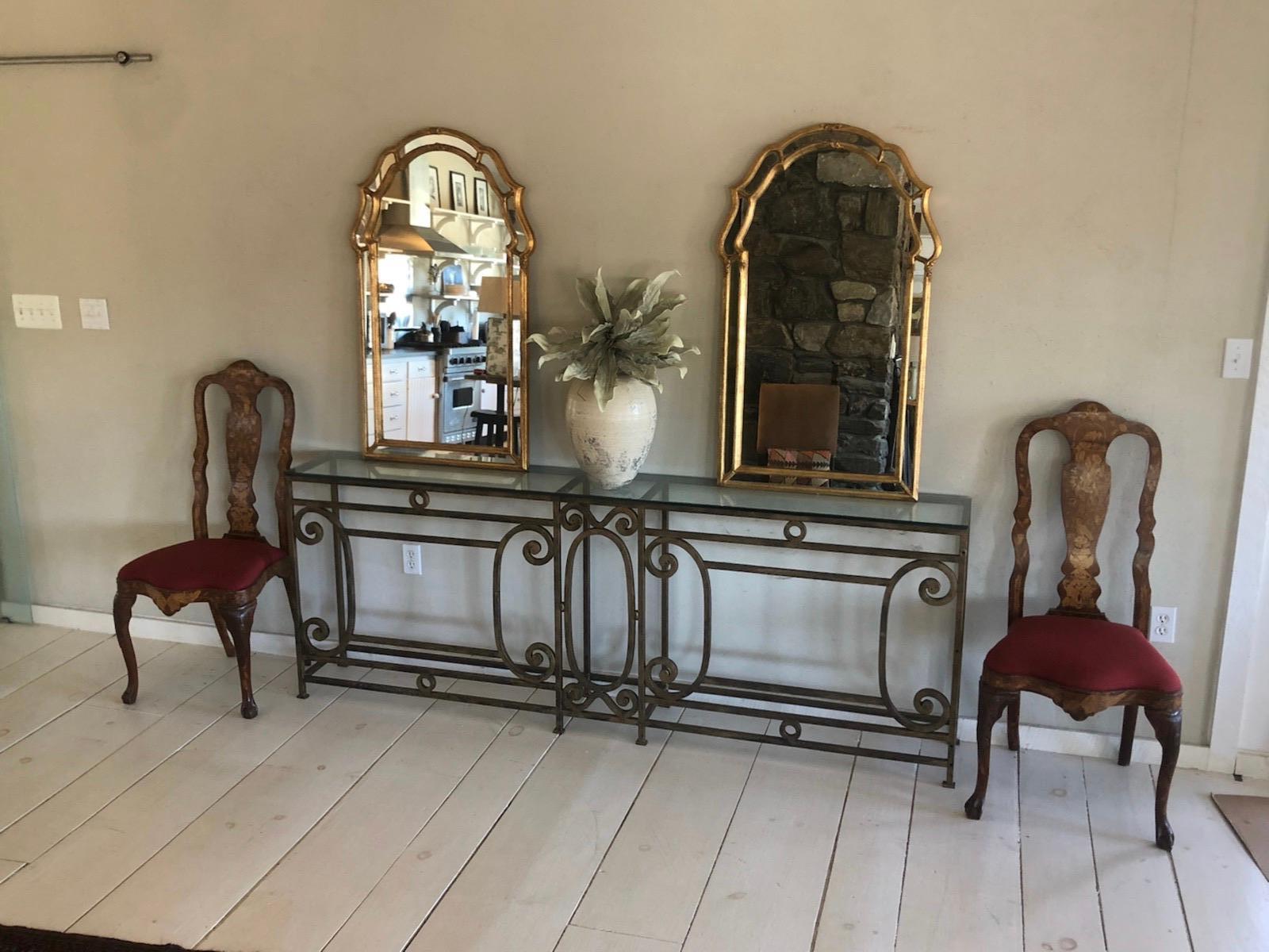 Pair of Italian Hollywood Regency Gold Gilt Mirrors In Good Condition In Sheffield, MA