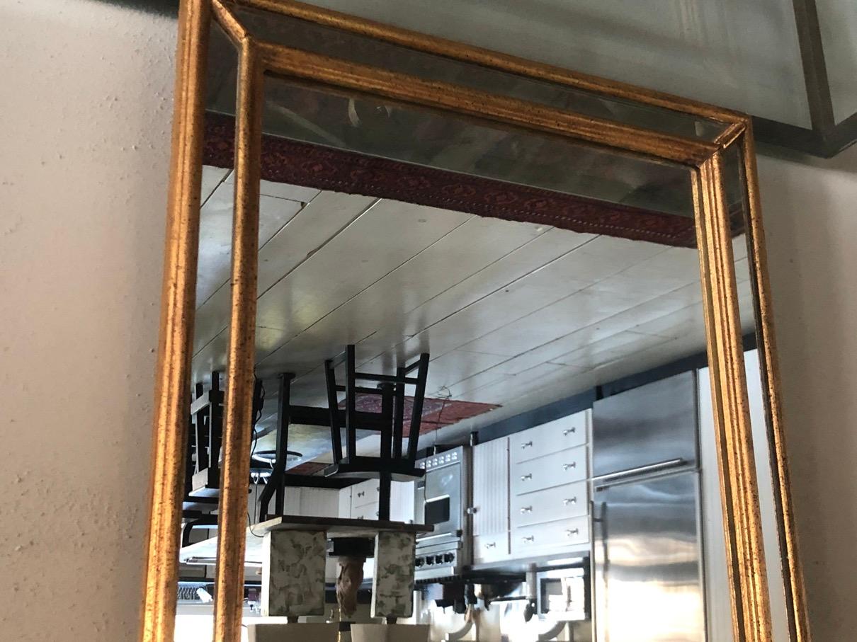 Wood Pair of Italian Hollywood Regency Gold Gilt Mirrors
