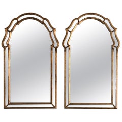 Pair of Italian Hollywood Regency Gold Gilt Mirrors