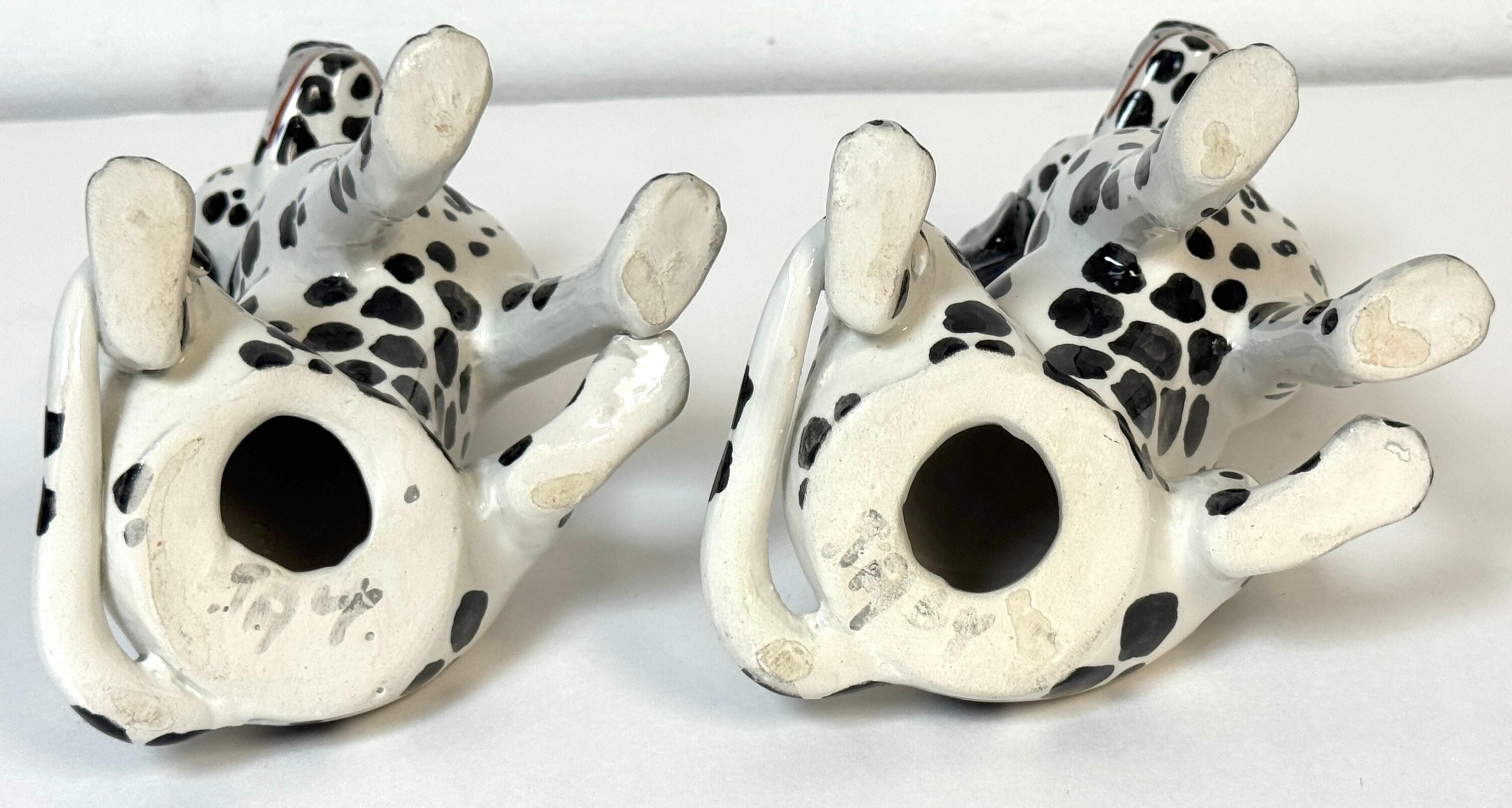 Pair of Italian Hollywood Regency Hand-Painted Pottery Dalmatian Puppies, 1970s For Sale 6
