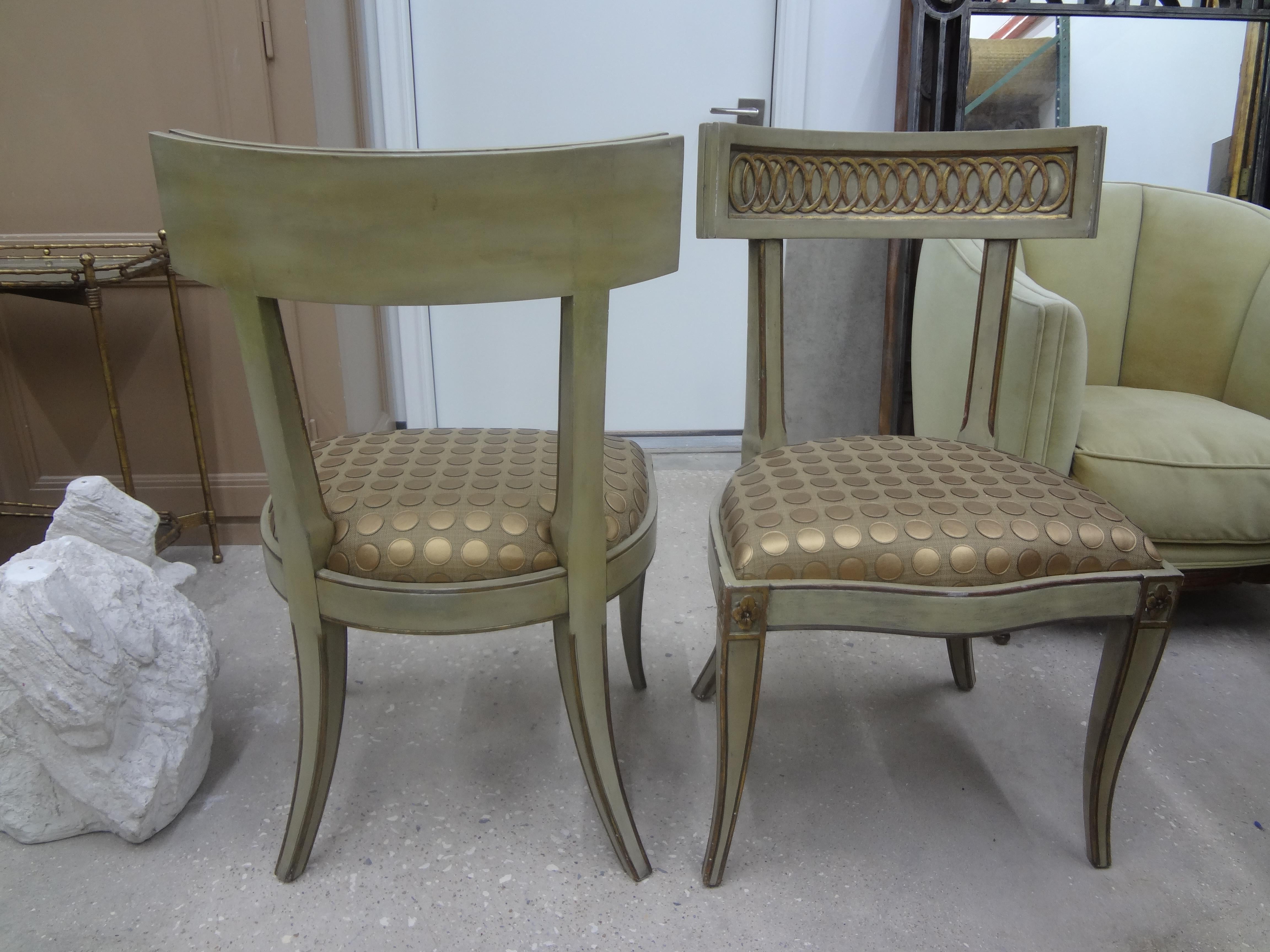 Wood Pair of Italian Hollywood Regency Klismos Chairs For Sale