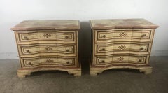 Pair of Italian Hollywood Regency Painted Three-Drawer Stands, Commodes