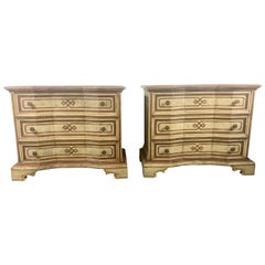 Pair of Italian Hollywood Regency Painted Three-Drawer Stands, Commodes