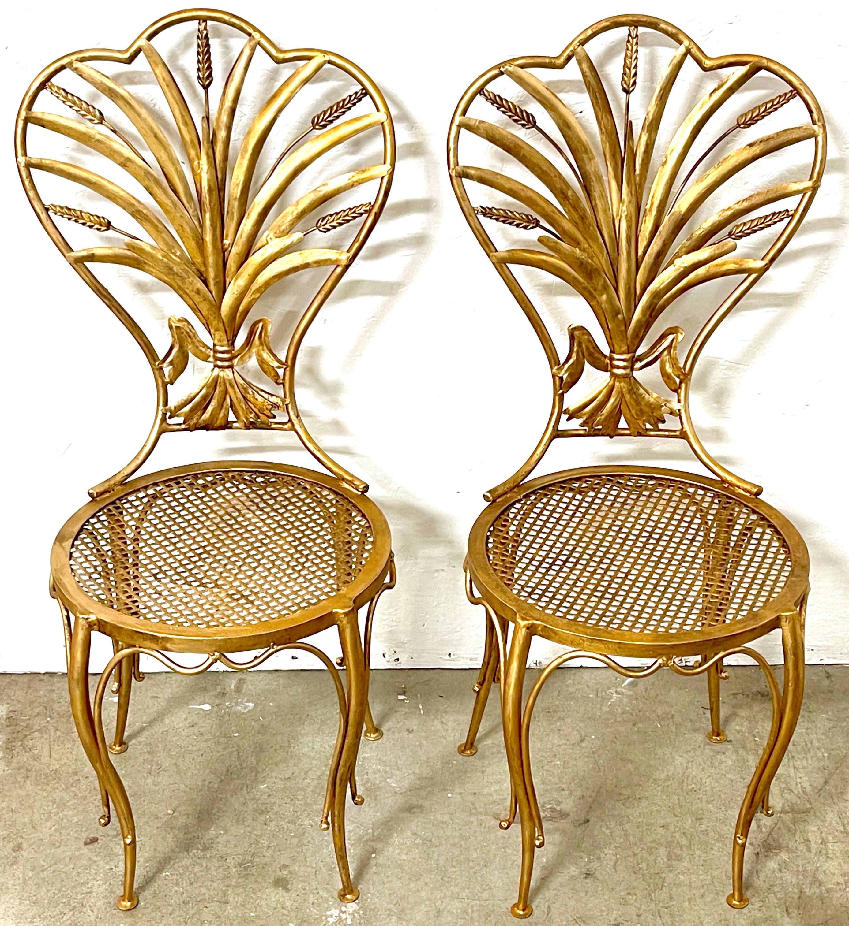 Pair of Italian Hollywood Regency  Wheat Sheaf Chairs, by S. Salvadori 
S. Salvadori - Firenze

A stunning pair of Italian Hollywood Regency Wheat Sheaf Chairs, designed by S. Salvadori of Firenze, embodies timeless sophistication. Standing at 36