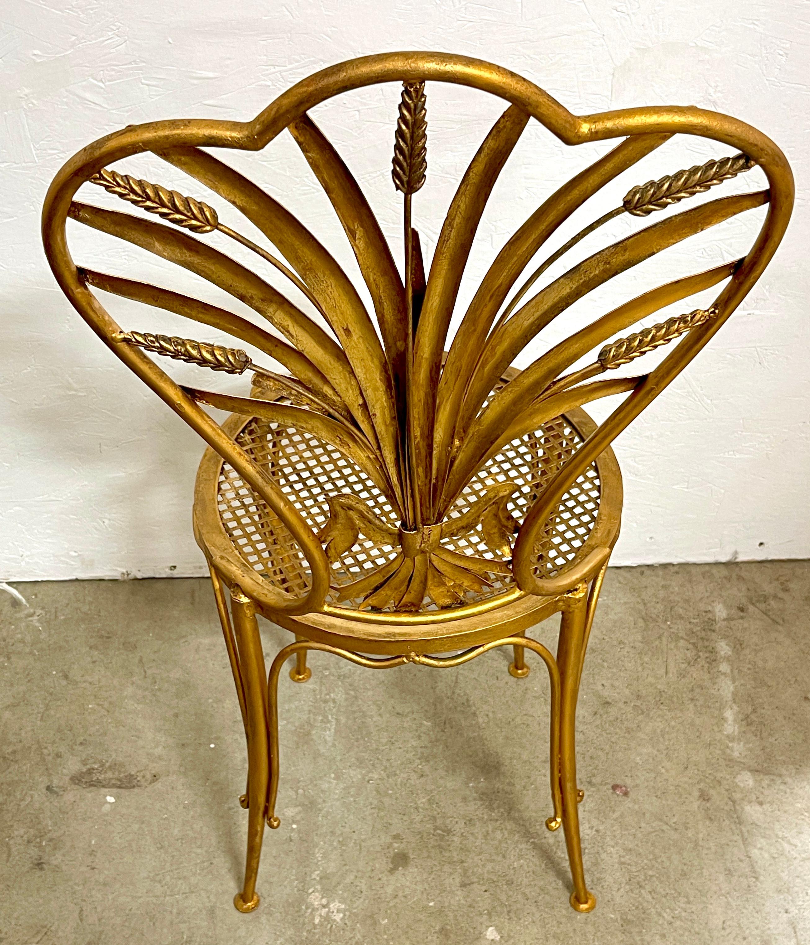 Pair of Italian Hollywood Regency Wheat Sheaf Chairs, by S. Salvadori  For Sale 1