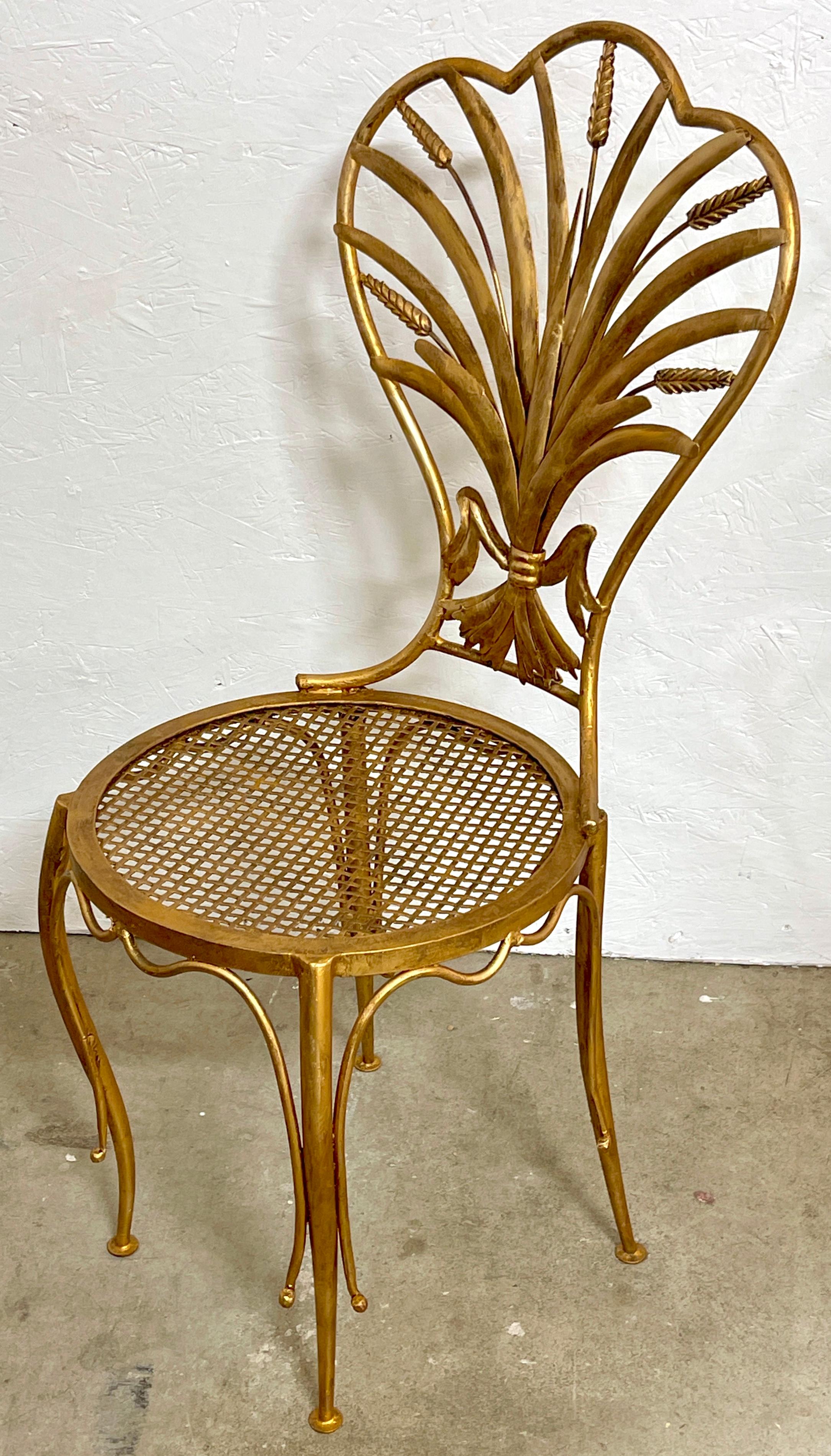 Pair of Italian Hollywood Regency Wheat Sheaf Chairs, by S. Salvadori  For Sale 2