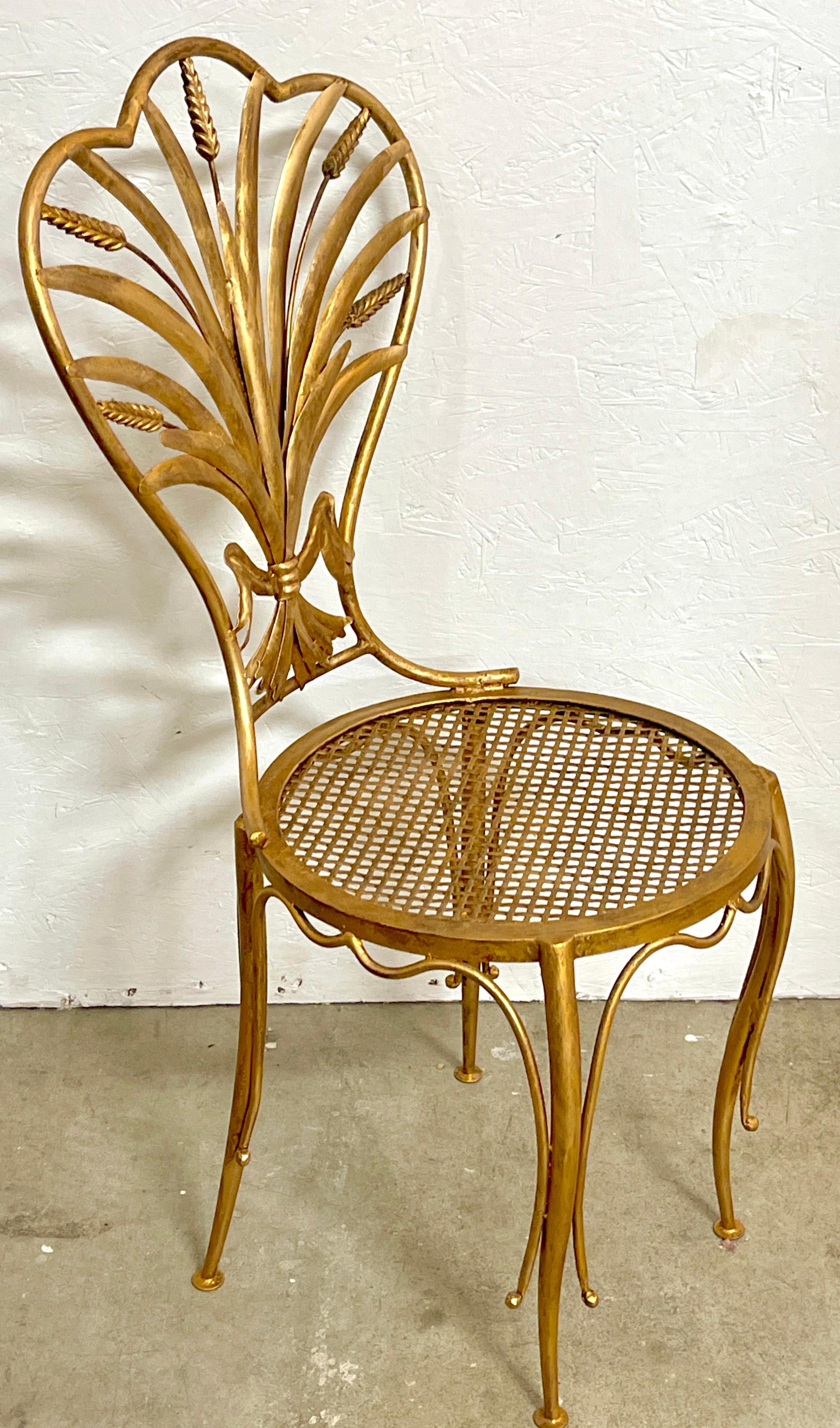 Pair of Italian Hollywood Regency Wheat Sheaf Chairs, by S. Salvadori  For Sale 3