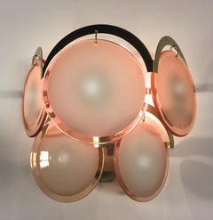 Paire d'appliques à disque italiennes de couleur Honey par Vistosi, Murano, années 1970