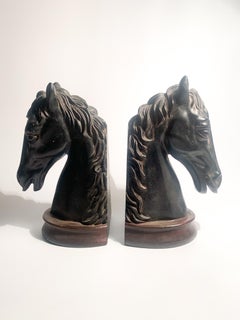 Pair of Italian Horse Head Resin Bookends from the 1950s