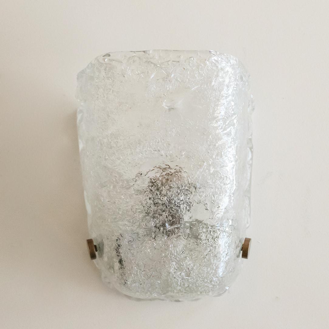 20th Century Pair of Italian Ice Glass Sconces
