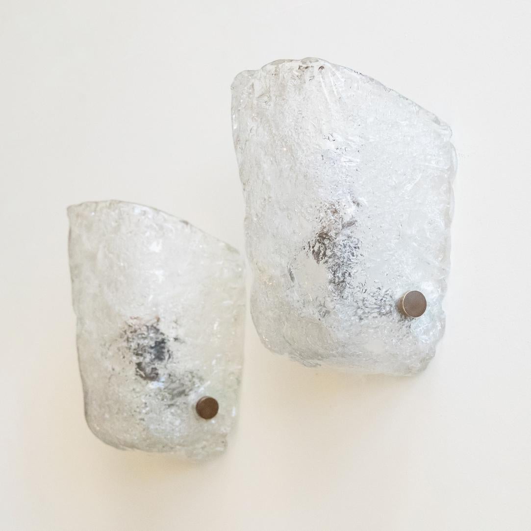 Pair of Italian Ice Glass Sconces 3