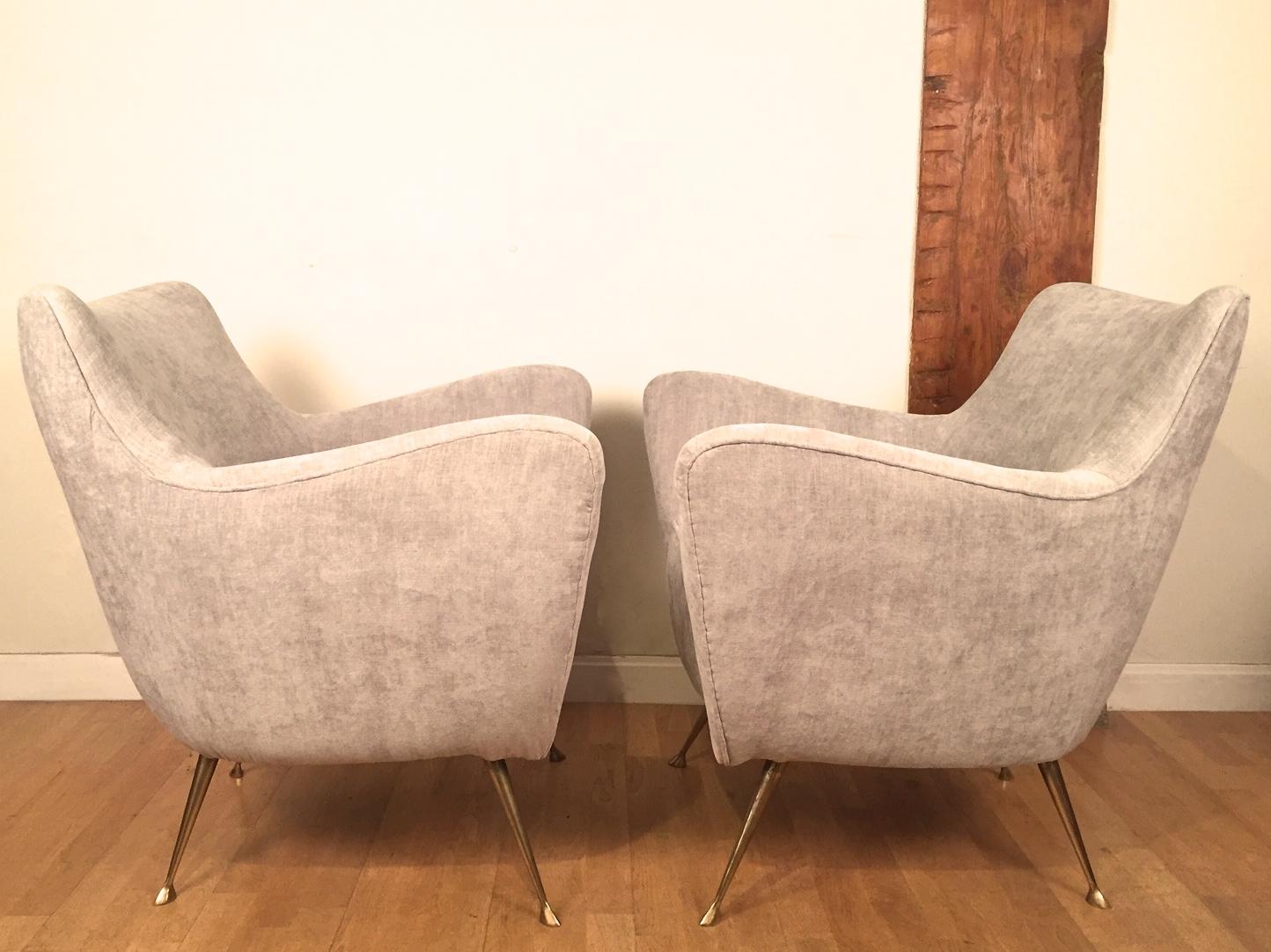 Pair of Italian Ico Parisi Style Armchairs In Excellent Condition In Madrid, ES