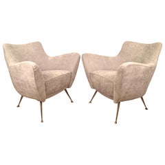 Pair of Italian Ico Parisi Style Armchairs