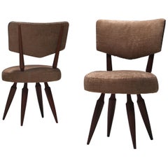 Pair of Italian Ico Parisi Style Bedroom Chairs, 1950s