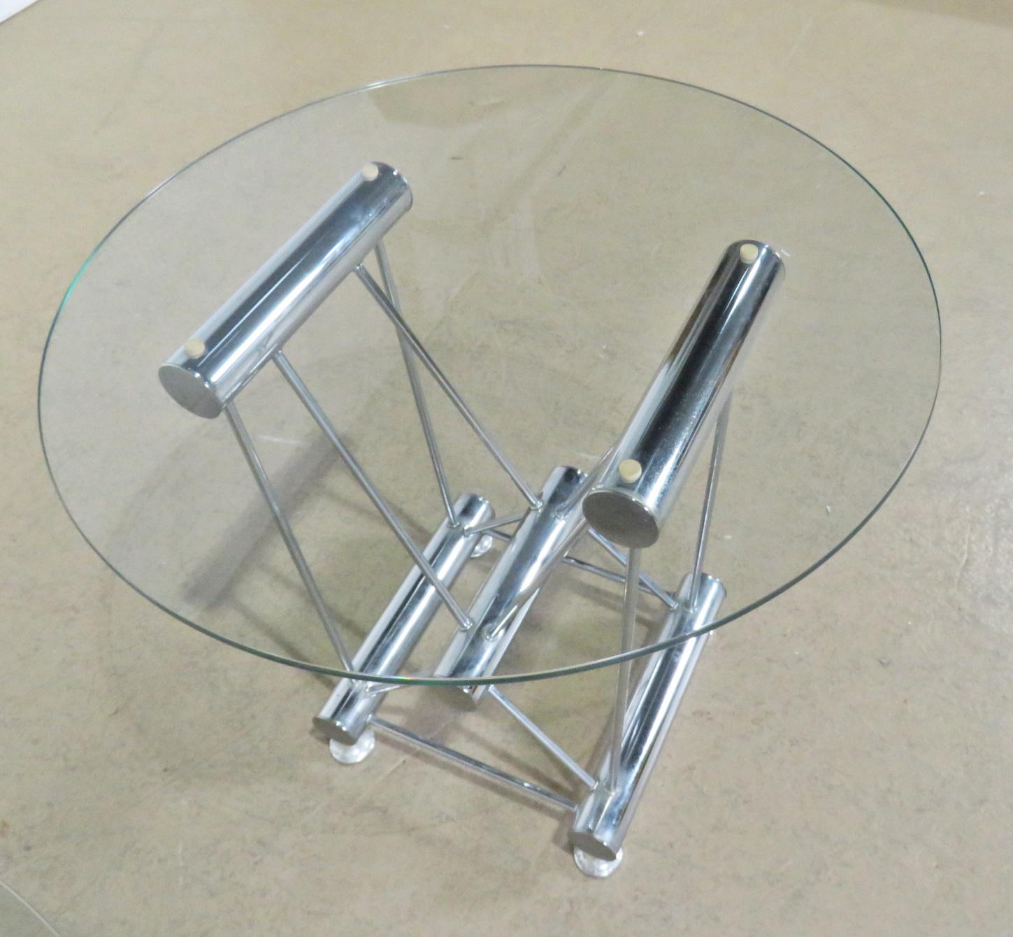Pair of Italian Industrial Style Glass Top Side Tables 2