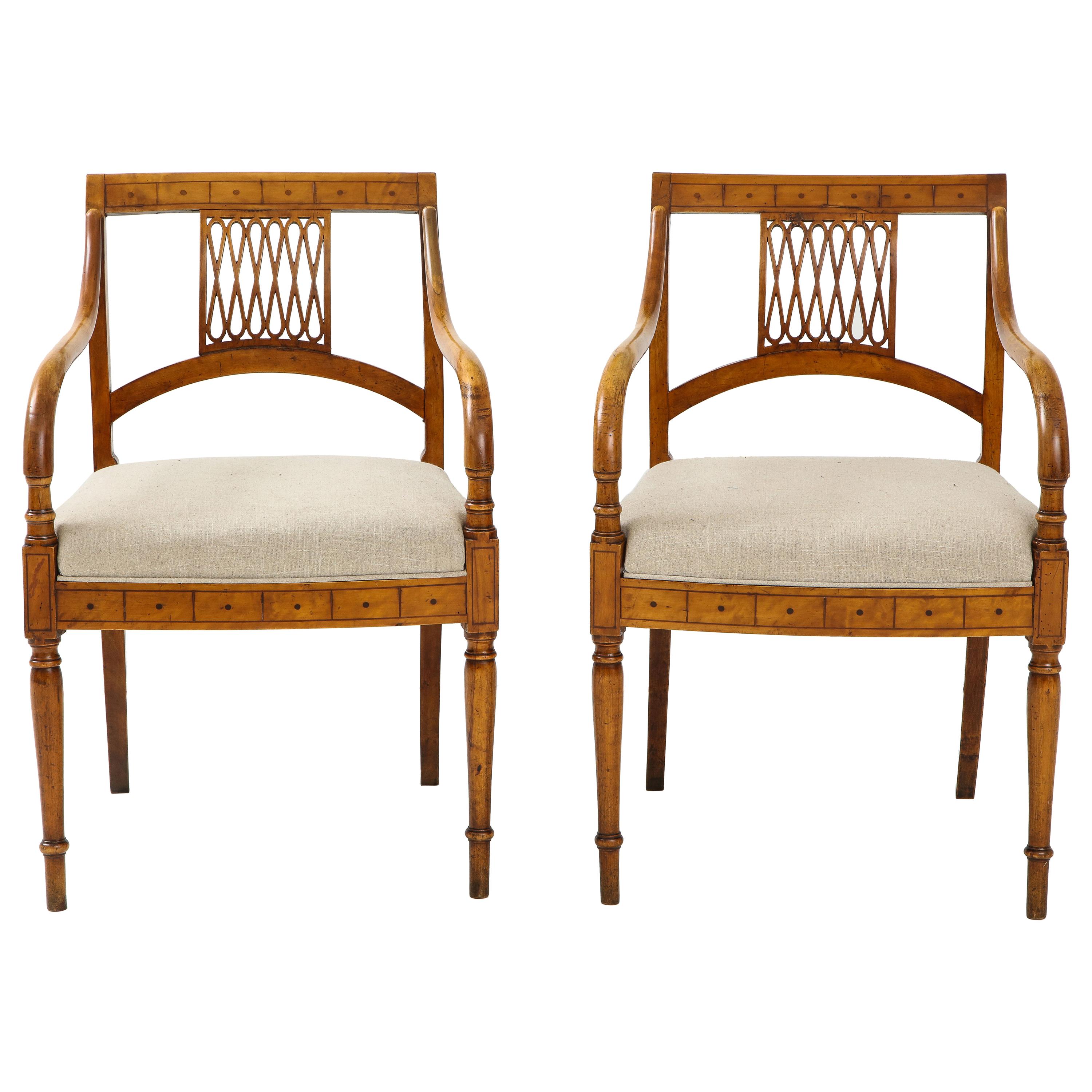 Pair of Italian Inlaid Armchairs