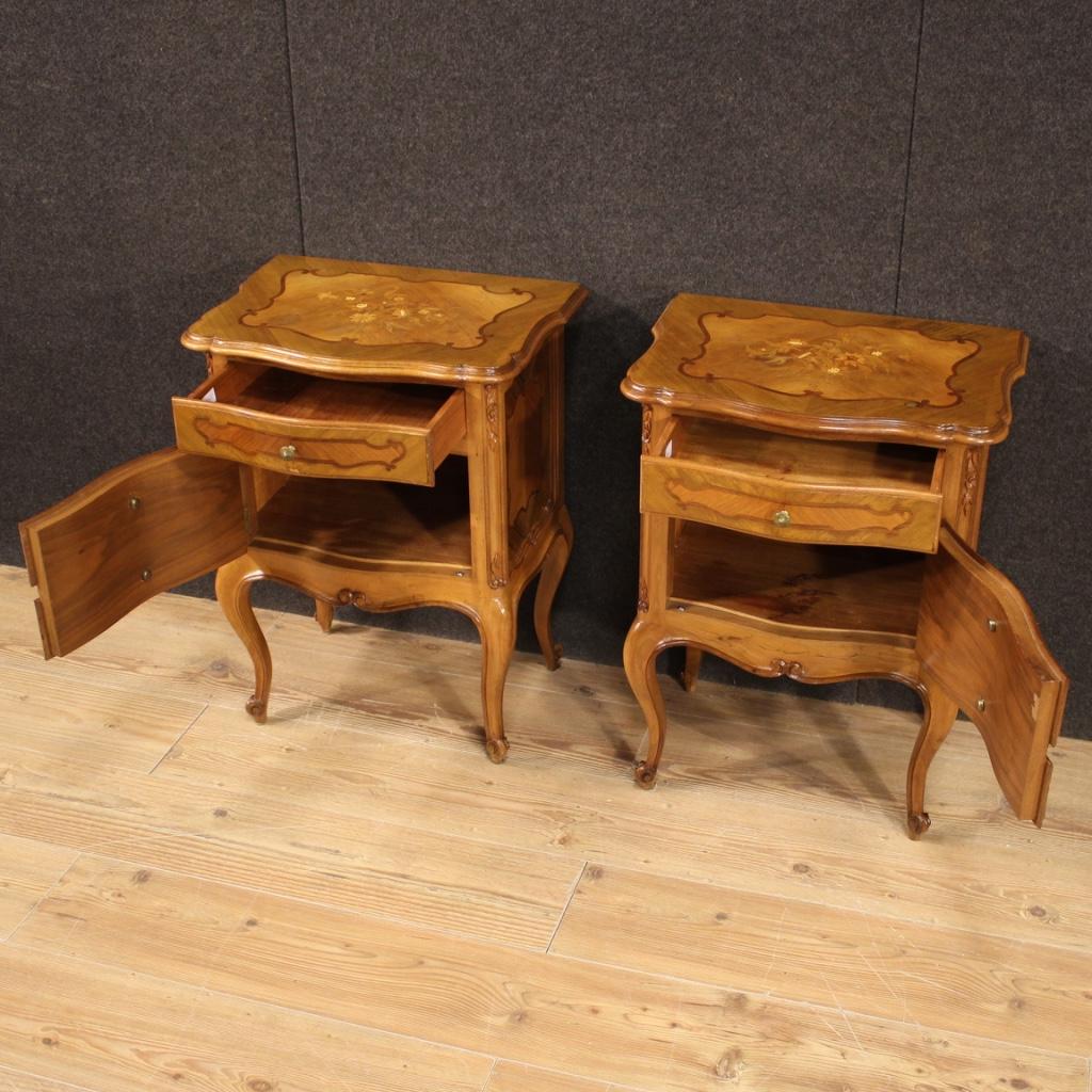 Pair of Italian Inlaid Bedside Tables, 20th Century For Sale 2